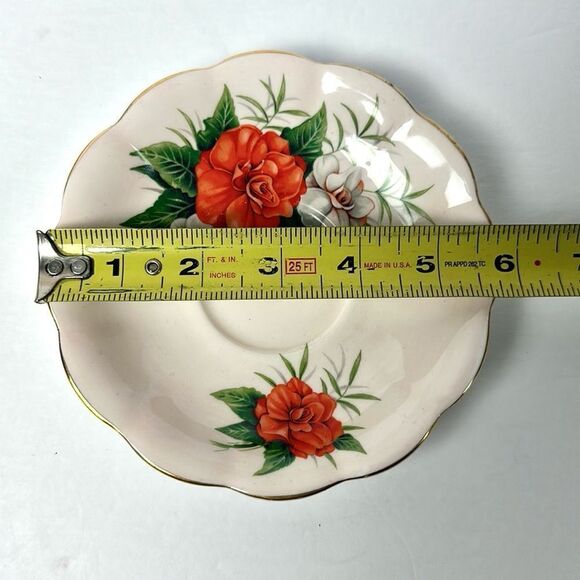 Royal Standard Radiance Teacup Saucer Artist F. F. Errill Red White Camellias - Picture 13 of 13